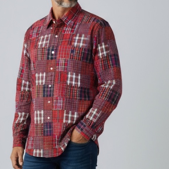 Ralph Lauren Other - Ralph Lauren Y2K Men’s Custom Fit Patchwork Tartan Plaid Button Down‎ Size XL